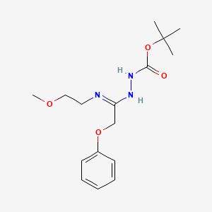 molecular formula C16H25N3O4 B1425295 N'-[1-(2-Methoxyethylamino)-2-phenoxyethylidene]hydrazinecarboxylic acid tert-butyl ester CAS No. 1053658-05-1