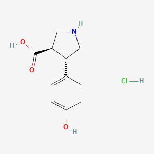 molecular formula C11H14ClNO3 B1425296 (3R,4S)-4-(4-羟基苯基)吡咯烷-3-羧酸盐酸盐 CAS No. 1392211-71-0