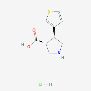 molecular formula C9H12ClNO2S B1425297 盐酸反式-4-(3-噻吩基)-3-吡咯烷羧酸 CAS No. 1864003-47-3