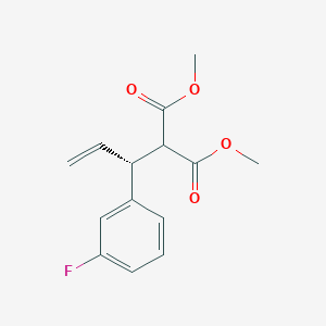 molecular formula C14H15FO4 B14253009 dimethyl 2-[(1R)-1-(3-fluorophenyl)prop-2-enyl]propanedioate CAS No. 395065-65-3