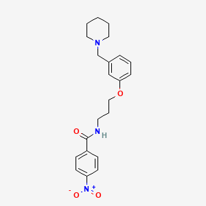 molecular formula C22H27N3O4 B14253027 Benzamide, 4-nitro-N-[3-[3-(1-piperidinylmethyl)phenoxy]propyl]- CAS No. 185609-78-3