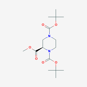 molecular formula C16H28N2O6 B1425321 (R)-1,4-di-Boc-piperazine-2-carboxylic acid methyl ester CAS No. 637027-24-8