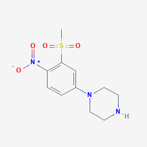 molecular formula C11H15N3O4S B1425326 N-(3-Methylsulphonyl-4-nitrophenyl)piperazine CAS No. 1197193-08-0
