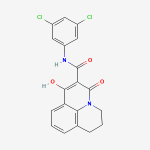 molecular formula C19H14Cl2N2O3 B1425333 N-(3,5-dichlorophenyl)-7-hydroxy-5-oxo-2,3-dihydro-1H,5H-pyrido[3,2,1-ij]quinoline-6-carboxamide CAS No. 341967-82-6