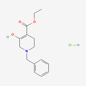 molecular formula C15H20ClNO3 B1425344 Ethyl 1-benzyl-5-hydroxy-1,2,3,6-tetrahydropyridine-4-carboxylate hydrochloride CAS No. 1159694-57-1