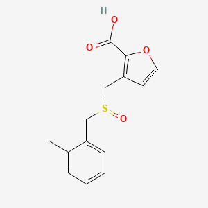 molecular formula C14H14O4S B1425357 3-[(2-甲苯基)甲磺酰甲基]呋喃-2-甲酸 CAS No. 1274622-84-2