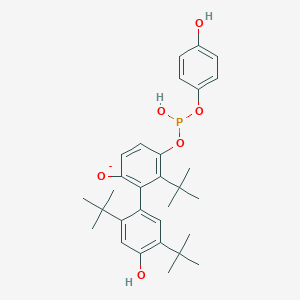 molecular formula C30H38O6P- B14253686 2',5',6-Tri-tert-butyl-4'-hydroxy-5-{[hydroxy(4-hydroxyphenoxy)phosphanyl]oxy}[1,1'-biphenyl]-2-olate CAS No. 185256-17-1