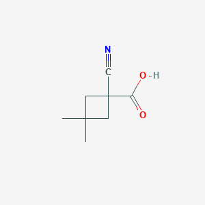 molecular formula C8H11NO2 B1425383 1-Cyano-3,3-dimethylcyclobutane-1-carboxylic acid CAS No. 1467559-96-1