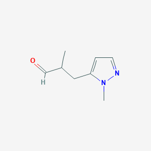 molecular formula C8H12N2O B1425386 2-methyl-3-(1-methyl-1H-pyrazol-5-yl)propanal CAS No. 1344347-84-7