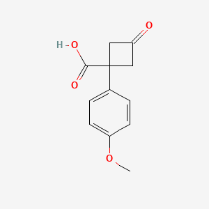 molecular formula C12H12O4 B1425399 1-(4-Methoxyphenyl)-3-oxocyclobutanecarboxylic Acid CAS No. 1340349-50-9