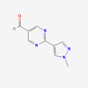 molecular formula C9H8N4O B1425402 2-(1-methyl-1H-pyrazol-4-yl)pyrimidine-5-carbaldehyde CAS No. 1484524-86-8