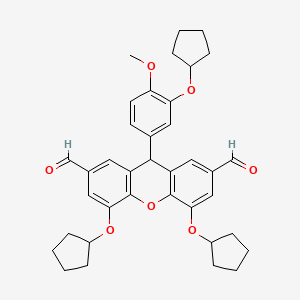 molecular formula C37H40O7 B14254046 4,5-dicyclopentyloxy-9-(3-cyclopentyloxy-4-methoxyphenyl)-9H-xanthene-2,7-dicarbaldehyde 