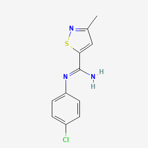 molecular formula C11H10ClN3S B14254067 N'-(4-chlorophenyl)-3-methyl-1,2-thiazole-5-carboximidamide CAS No. 184842-87-3