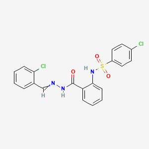 molecular formula C20H15Cl2N3O3S B14254178 N-[(2-chlorophenyl)methylideneamino]-2-[(4-chlorophenyl)sulfonylamino]benzamide CAS No. 477734-56-8