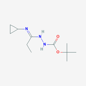 molecular formula C11H21N3O2 B1425452 N'-[1-Cyclopropylaminopropylidene]hydrazinecarboxylic acid tert-butyl ester CAS No. 1053657-24-1