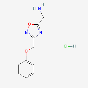 molecular formula C10H12ClN3O2 B1425456 (3-(Phenoxymethyl)-1,2,4-oxadiazol-5-yl)methanamine hydrochloride CAS No. 1235666-65-5
