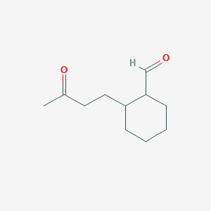 molecular formula C11H18O2 B14254574 2-(3-Oxobutyl)cyclohexane-1-carbaldehyde CAS No. 189336-56-9