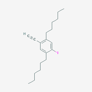 molecular formula C20H29I B14254879 Benzene, 1-ethynyl-2,5-dihexyl-4-iodo- CAS No. 167319-26-8