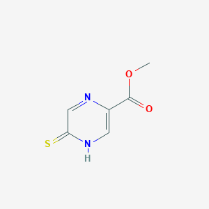molecular formula C6H6N2O2S B142550 5-Mercaptopyrazine-2-carboxylic acid methyl ester CAS No. 147032-26-6