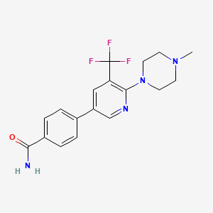 molecular formula C18H19F3N4O B1425519 4-[6-(4-Methyl-piperazin-1-YL)-5-trifluoromethyl-pyridin-3-YL]-benzamide CAS No. 1208081-11-1