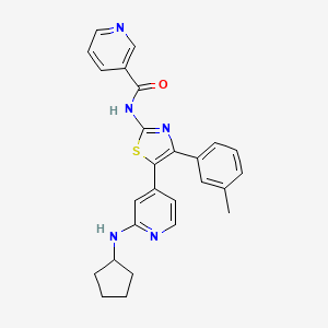 molecular formula C26H25N5OS B14255278 N-[5-(2-Cyclopentylamino-4-pyridyl)-4-(3-methylphenyl)-1,3-thiazol-2-YL]nicotinamide CAS No. 365429-63-6