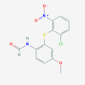 molecular formula C14H11ClN2O4S B14255338 N-{2-[(2-Chloro-6-nitrophenyl)sulfanyl]-4-methoxyphenyl}formamide CAS No. 488085-90-1