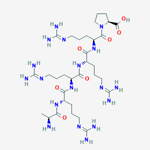 molecular formula C32H62N18O7 B14255662 L-Alanyl-N~5~-(diaminomethylidene)-L-ornithyl-N~5~-(diaminomethylidene)-L-ornithyl-N~5~-(diaminomethylidene)-L-ornithyl-N~5~-(diaminomethylidene)-L-ornithyl-L-proline CAS No. 265979-95-1