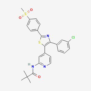 molecular formula C26H24ClN3O3S2 B14255717 N-[4-[4-(3-Chlorophenyl)-2-(4-methylsulfonylphenyl)-1,3-thiazol-5-YL]-2-pyridyl]pivalamide CAS No. 365430-08-6