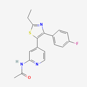 molecular formula C18H16FN3OS B14256061 N-[4-[2-Ethyl-4-(4-fluorophenyl)-1,3-thiazol-5-YL]-2-pyridyl]acetamide CAS No. 365430-41-7