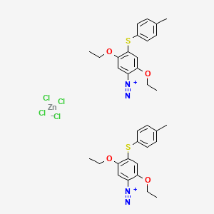 molecular formula C34H38Cl4N4O4S2Zn B1425609 Benzenediazonium, 2,5-diethoxy-4-[(4-methylphenyl)thio]-, (T-4)-tetrachlorozincate(2-) (2:1) CAS No. 38656-51-8