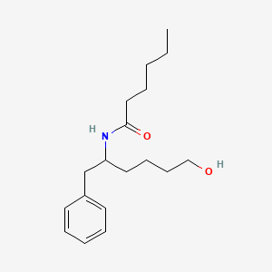 molecular formula C18H29NO2 B14256106 Hexanamide, N-[5-hydroxy-1-(phenylmethyl)pentyl]- CAS No. 390361-88-3