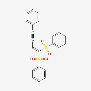 molecular formula C22H16O4S2 B14256276 Benzene, 1,1'-[(4-phenyl-1-buten-3-ynylidene)bis(sulfonyl)]bis- CAS No. 180194-56-3