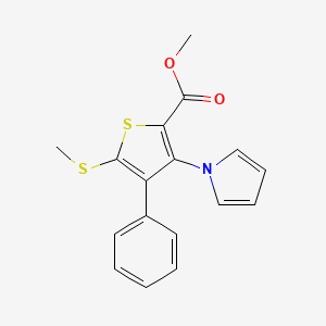 molecular formula C17H15NO2S2 B1425633 5-(Methylthio)-4-phenyl-3-(1h-pyrrol-1-yl)-2-thiophenecarboxylic acid methyl ester CAS No. 947598-69-8