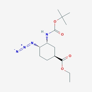 molecular formula C14H24N4O4 B1425640 ethyl (1S,3R,4S)-4-azido-3-{[(tert-butoxy)carbonyl]amino}cyclohexane-1-carboxylate CAS No. 365997-34-8