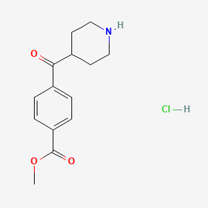 molecular formula C14H18ClNO3 B1425643 Methyl 4-(piperidine-4-carbonyl)benzoate hydrochloride CAS No. 1057307-56-8