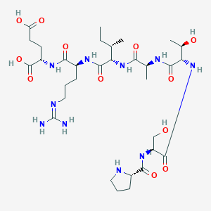 molecular formula C32H56N10O12 B14256495 L-Prolyl-L-seryl-L-threonyl-L-alanyl-L-isoleucyl-N~5~-(diaminomethylidene)-L-ornithyl-L-glutamic acid CAS No. 247163-45-7