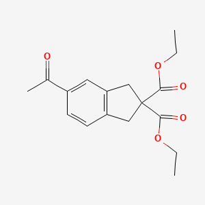 molecular formula C17H20O5 B14256499 2H-Indene-2,2-dicarboxylic acid, 5-acetyl-1,3-dihydro-, diethyl ester CAS No. 214150-19-3