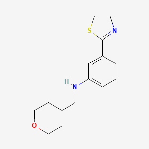 N-(oxan-4-ylmethyl)-3-(1,3-thiazol-2-yl)aniline
