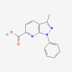 molecular formula C14H11N3O2 B1425655 3-methyl-1-phenyl-1H-pyrazolo[3,4-b]pyridine-6-carboxylic acid CAS No. 1274506-24-9
