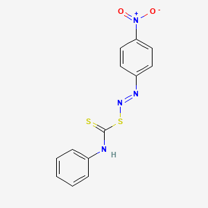 molecular formula C13H10N4O2S2 B14256626 Diazene, (4-nitrophenyl)[[(phenylamino)thioxomethyl]thio]- CAS No. 380149-09-7