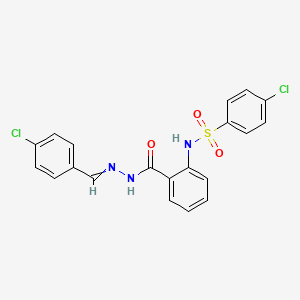 molecular formula C20H15Cl2N3O3S B14256774 N-[(4-chlorophenyl)methylideneamino]-2-[(4-chlorophenyl)sulfonylamino]benzamide CAS No. 477733-61-2