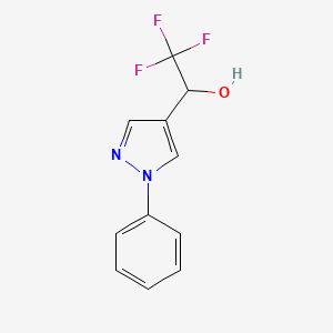 molecular formula C11H9F3N2O B1425683 2,2,2-trifluoro-1-(1-phenyl-1H-pyrazol-4-yl)ethan-1-ol CAS No. 1275913-48-8