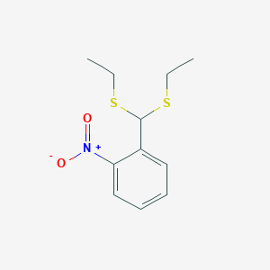 molecular formula C11H15NO2S2 B14256950 Benzene, 1-[bis(ethylthio)methyl]-2-nitro- CAS No. 496045-96-6