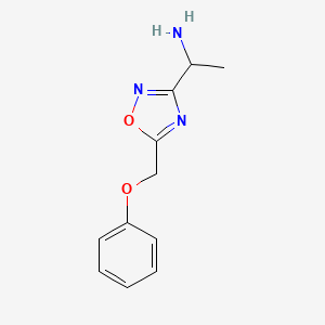 molecular formula C11H13N3O2 B1425696 1-[5-(Phenoxymethyl)-1,2,4-oxadiazol-3-yl]ethan-1-amine CAS No. 1251227-74-3
