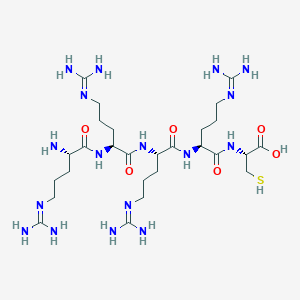 molecular formula C27H55N17O6S B14257101 N~5~-(Diaminomethylidene)-L-ornithyl-N~5~-(diaminomethylidene)-L-ornithyl-N~5~-(diaminomethylidene)-L-ornithyl-N~5~-(diaminomethylidene)-L-ornithyl-L-cysteine CAS No. 310455-49-3