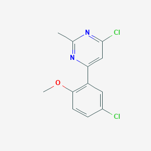 molecular formula C12H10Cl2N2O B1425734 4-Chloro-6-(5-chloro-2-methoxy-phenyl)-2-methyl-pyrimidine CAS No. 774607-92-0
