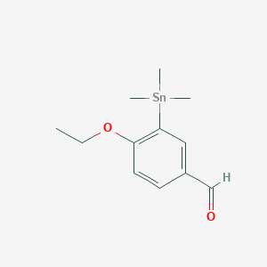 molecular formula C12H18O2Sn B14257526 Benzaldehyde, 4-ethoxy-3-(trimethylstannyl)- CAS No. 184033-47-4