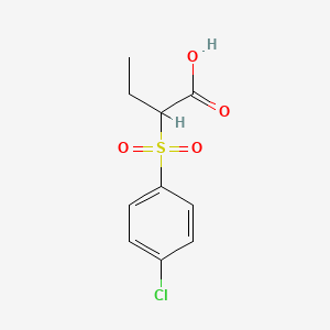 molecular formula C10H11ClO4S B14257566 Butanoic acid, 2-[(4-chlorophenyl)sulfonyl]- CAS No. 442914-24-1