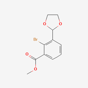 molecular formula C11H11BrO4 B1425778 Methyl 2-bromo-3-(1,3-dioxolan-2-yl)benzoate CAS No. 1269411-36-0