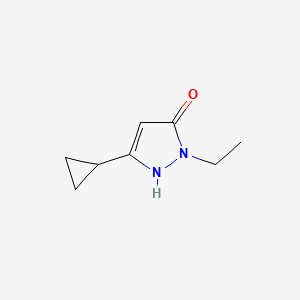 molecular formula C8H12N2O B1425786 3-cyclopropyl-1-ethyl-1H-pyrazol-5-ol CAS No. 1566720-90-8